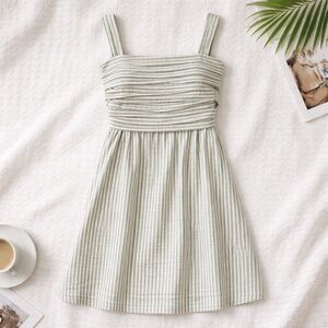 Abercrombie & Fitch Emerson Linen Blend Skort Dress Womens L Green Stripe Preppy